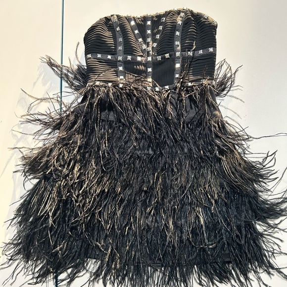 Bebe Black Studded Isis Feather Dress … - Picture 4 of 6